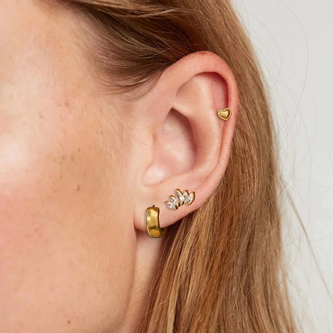 Gold-Plated CZ Hoop Earring 3-Piece Set