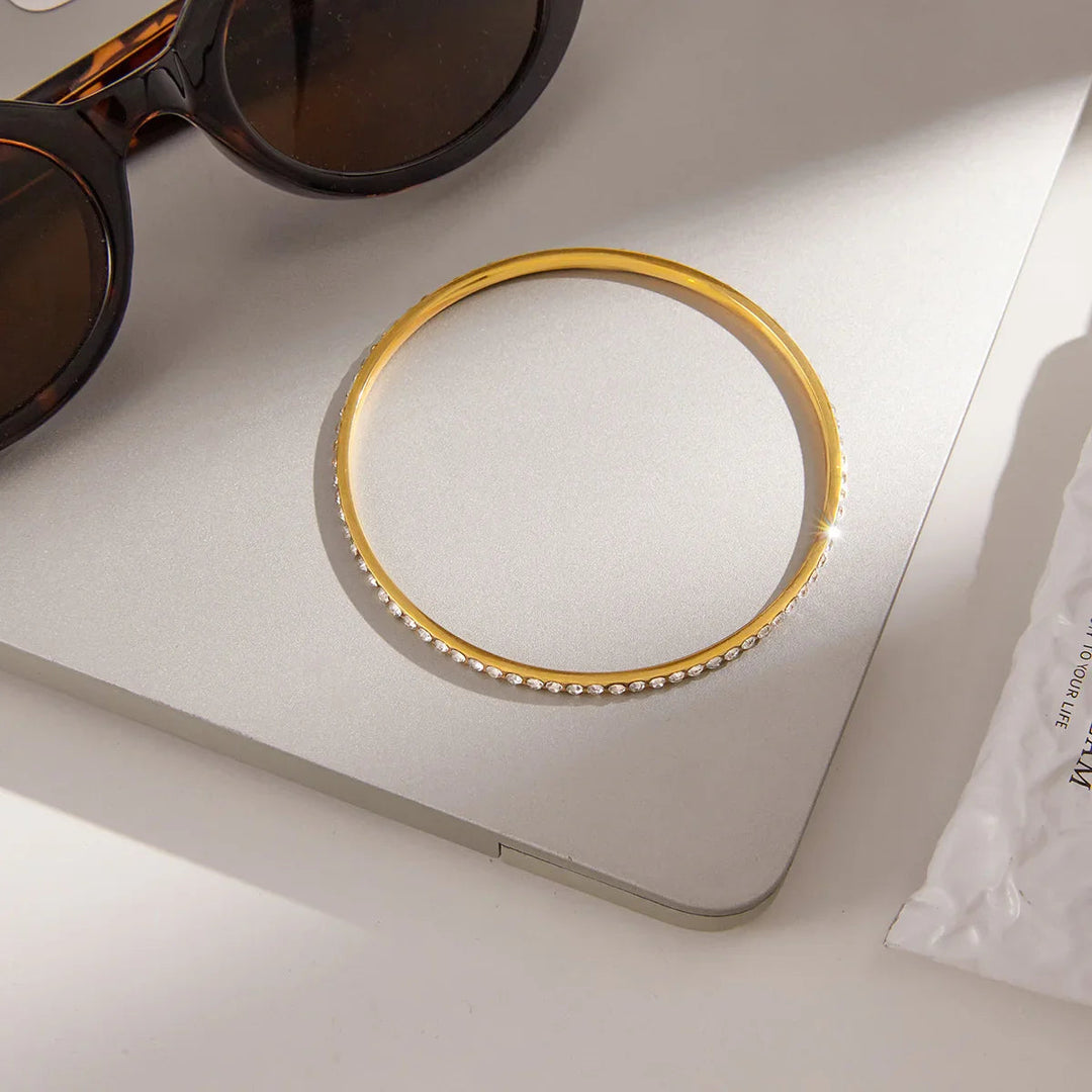 Gold-Plated CZ Bangle for Women