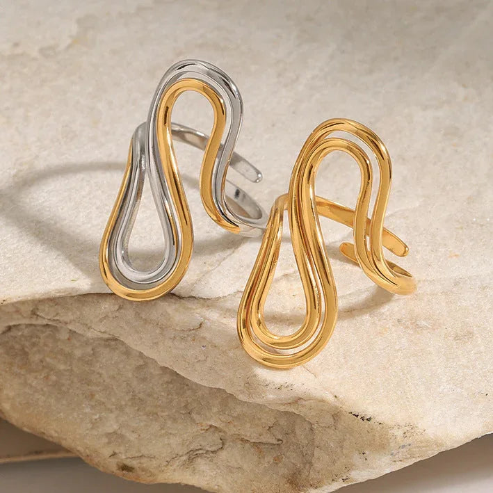 Gold-Plated Abstract Statement Ring for Women