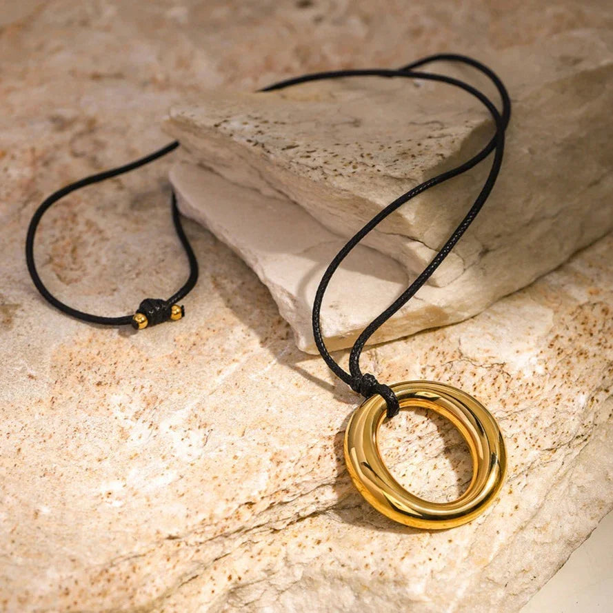 Gold-Plated Ring Pendant Necklace for Women