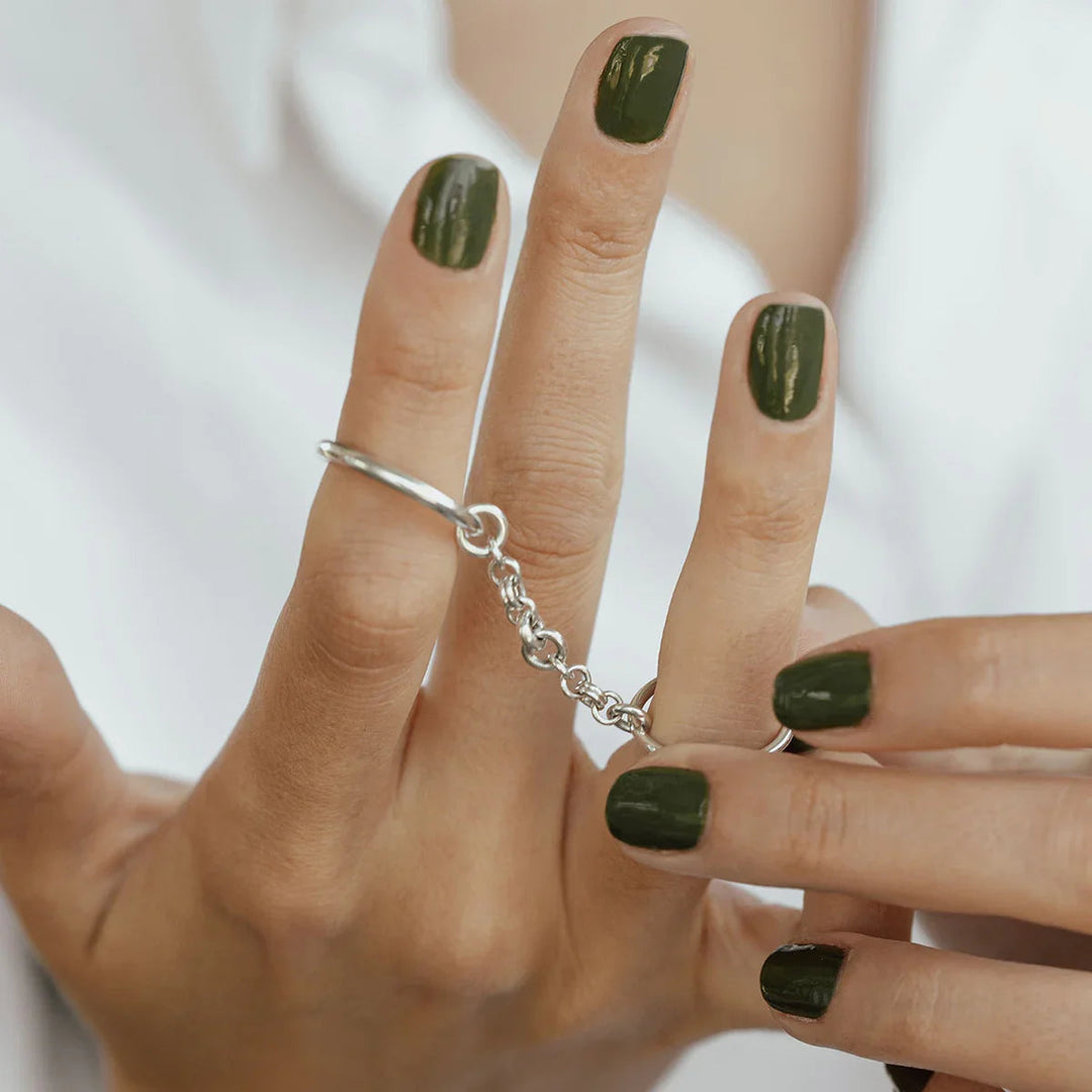 Silver-Plated Chain Stackable Ring for Women