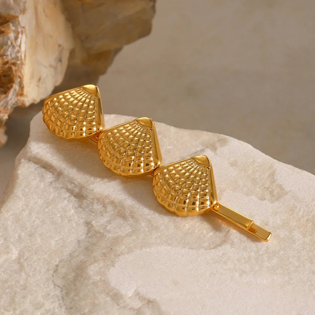 Gold-Plated Coastal Seashells French Pin
