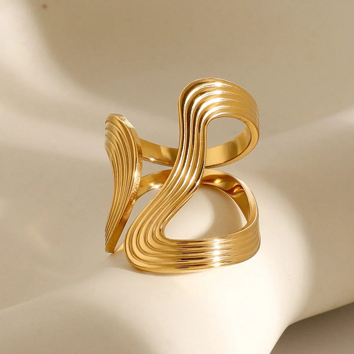 Gold Plated Stainless Steel Statement Ring for Women