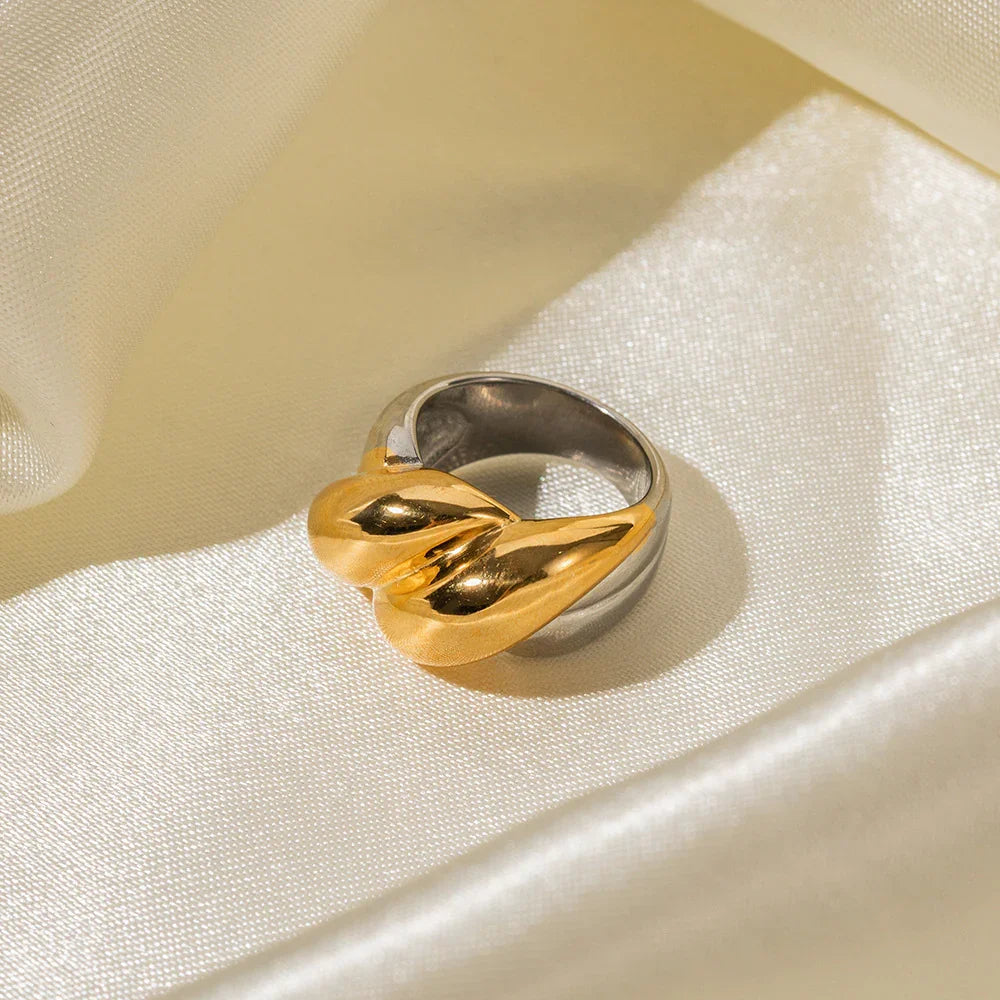 Gold Silver Two-Tone Ring Designed for Elegance