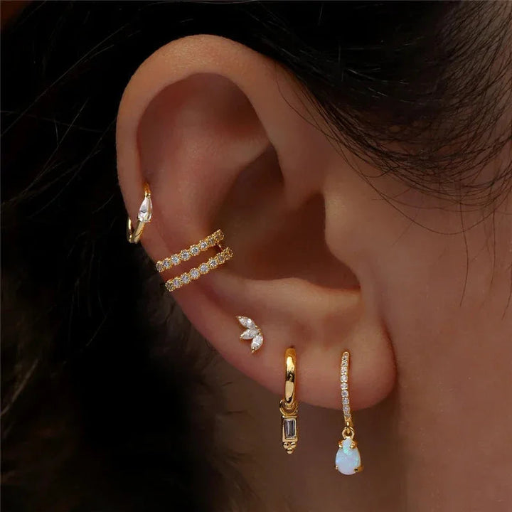 Gold-Plated Trio Flat Back Stud Earrings