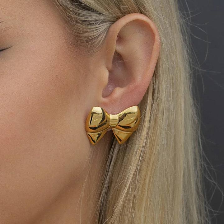 Gold-Plated Bow Earrings