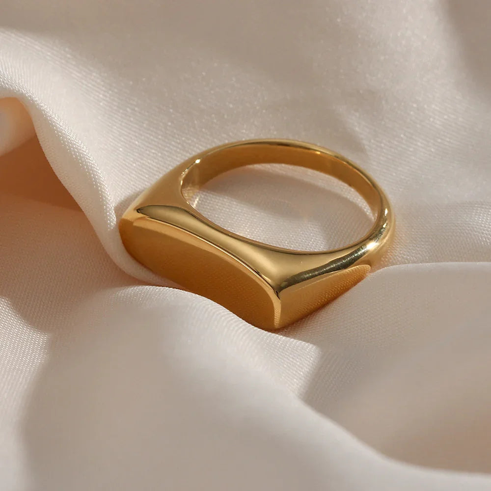 Gold-Plated Stainless Steel Statement Ring for Women