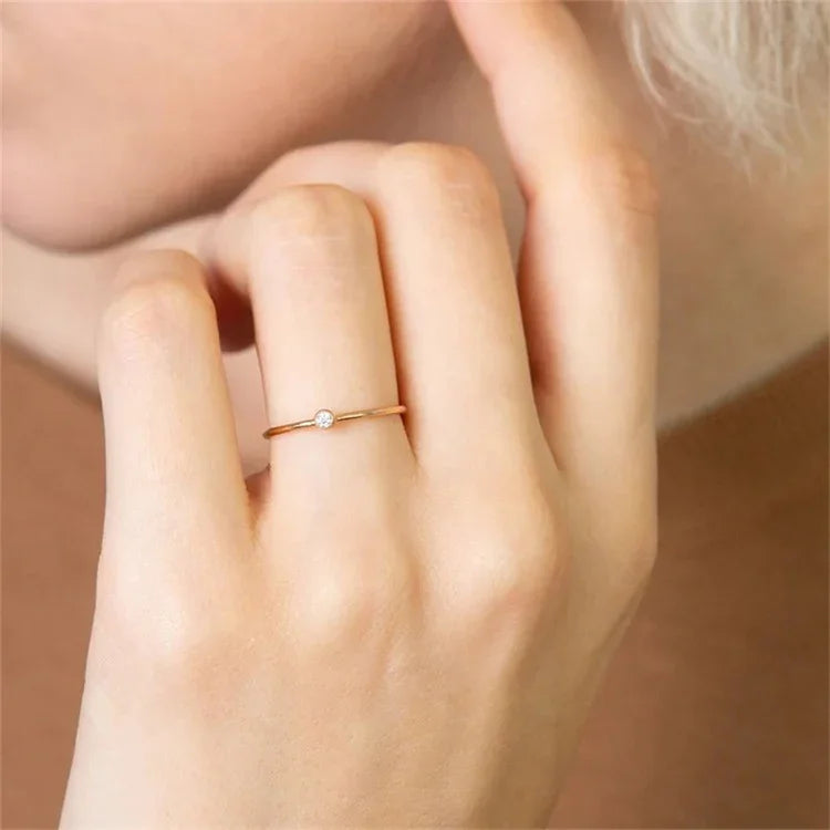 Gold-Plated Crystal Stackable Ring for Women