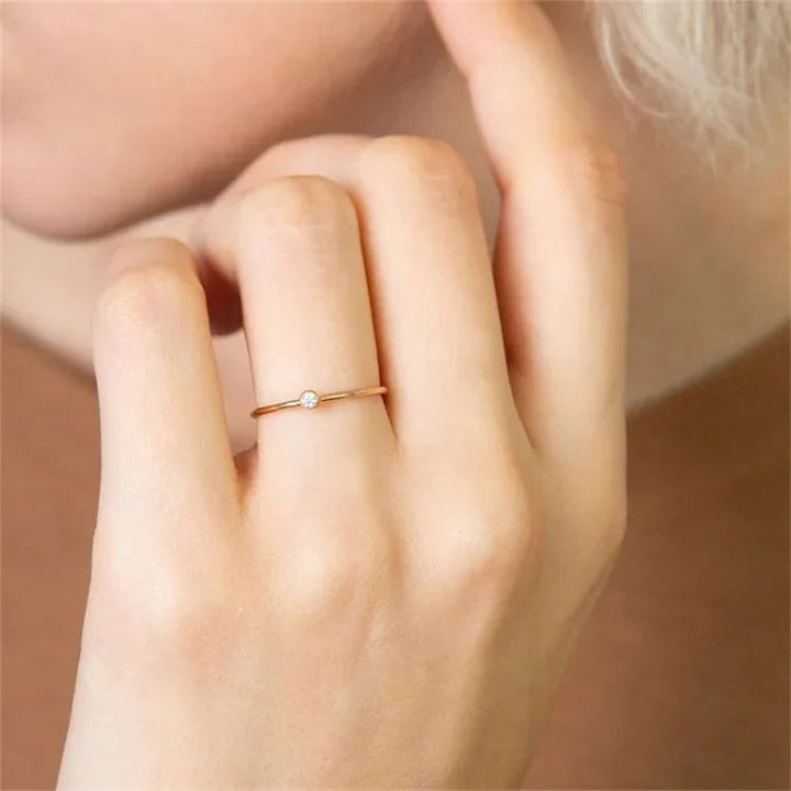 Gold-Plated Crystal Stackable Ring for Women