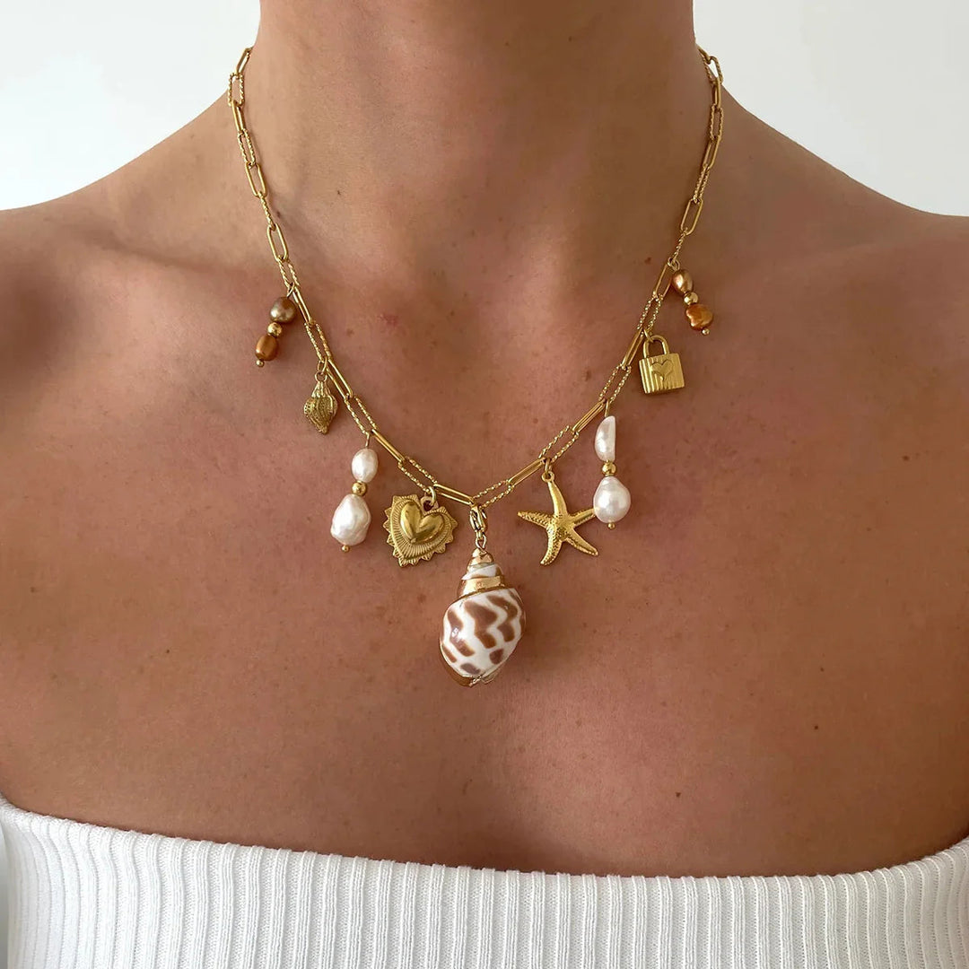 Gold-Plated Ocean Charm Necklace for Women