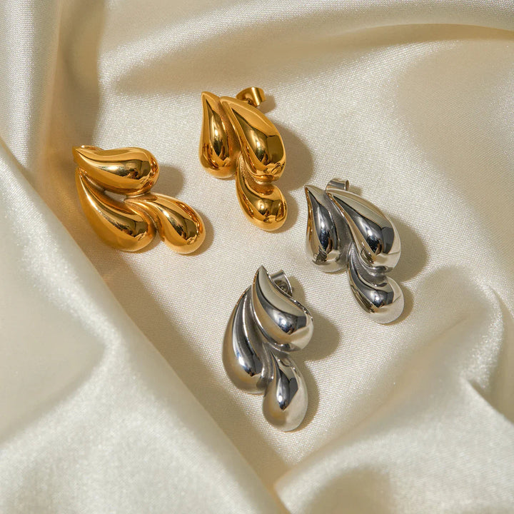 Gold-Plated Waterdrop Cluster Earrings with Modern look