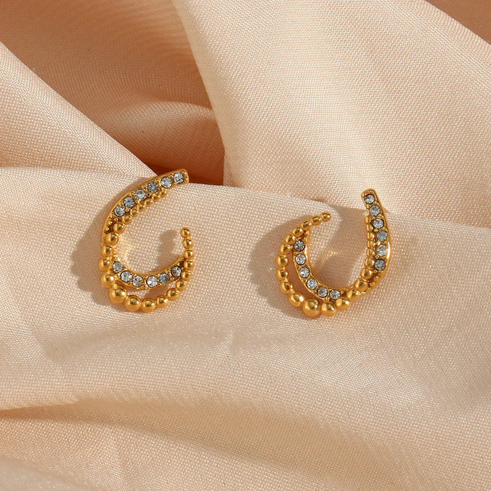 Gold-Plated Cubic Zirconia Huggie Earrings for Women