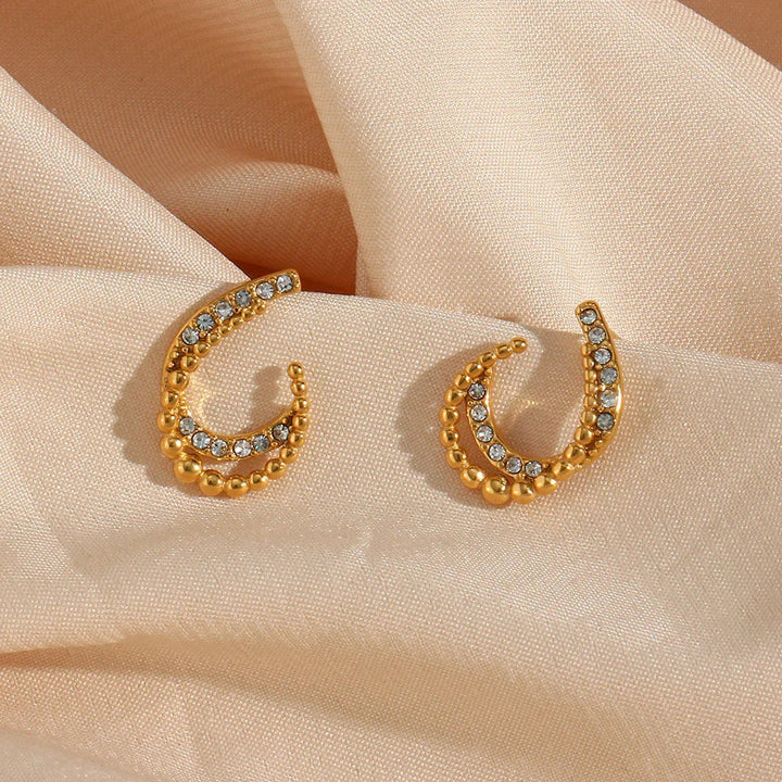 Gold-Plated Cubic Zirconia Huggie Earrings for Women