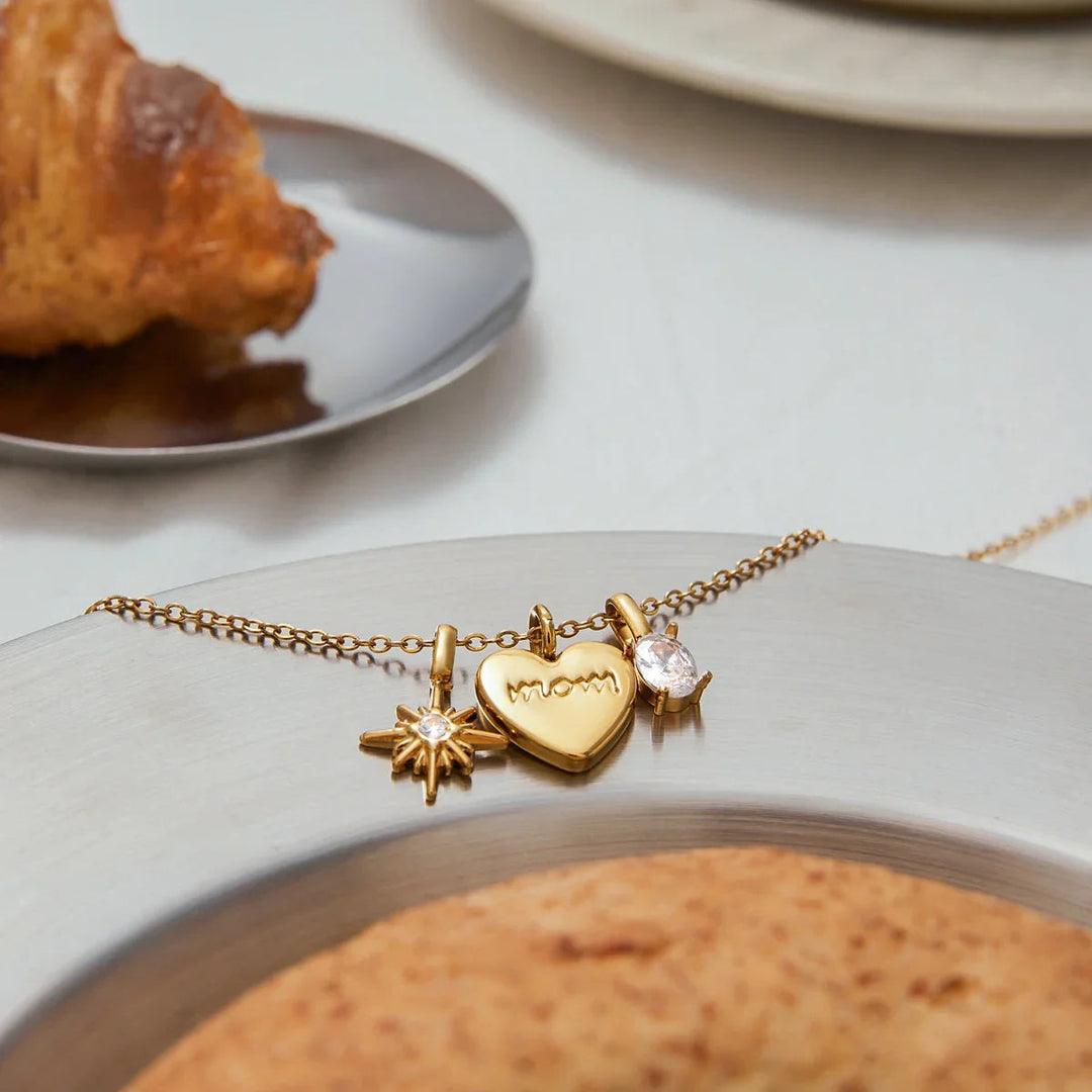 Gold Plated Cubic Zirconia Pendant Necklace for Mom