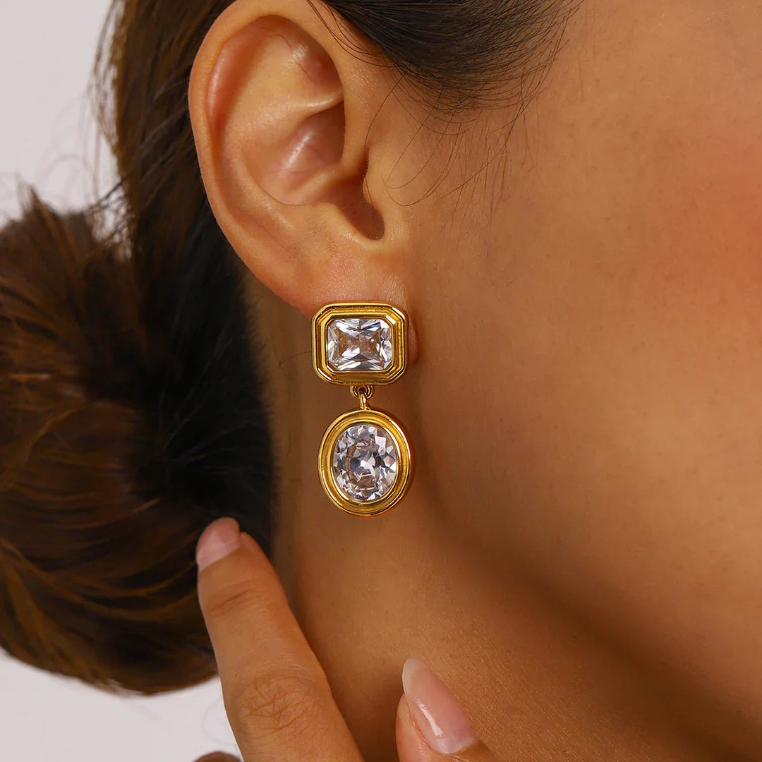 Gold-Plated CZ Drop Earrings for Women