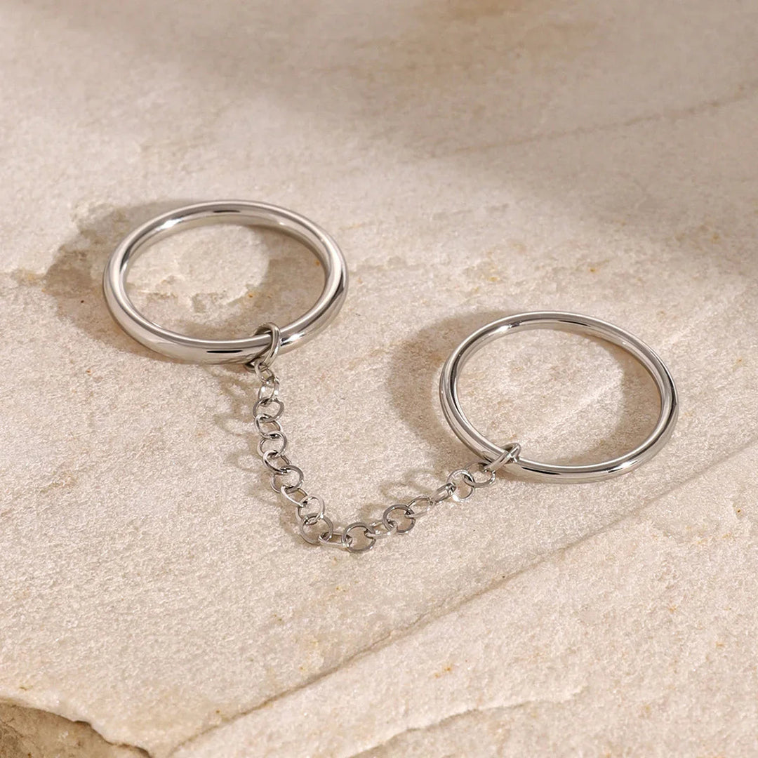 Silver-Plated Chain Stackable Ring for Women