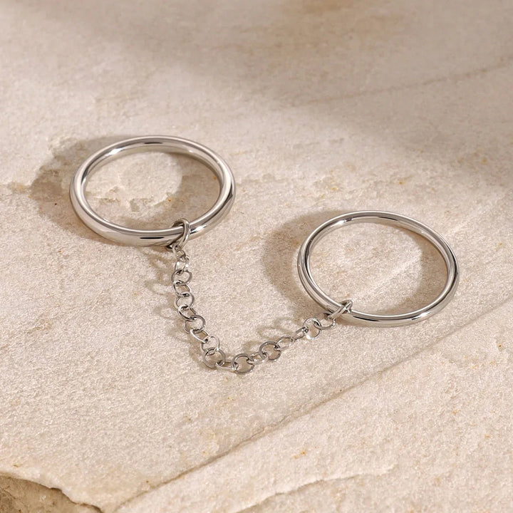 Silver-Plated Chain Stackable Ring for Women