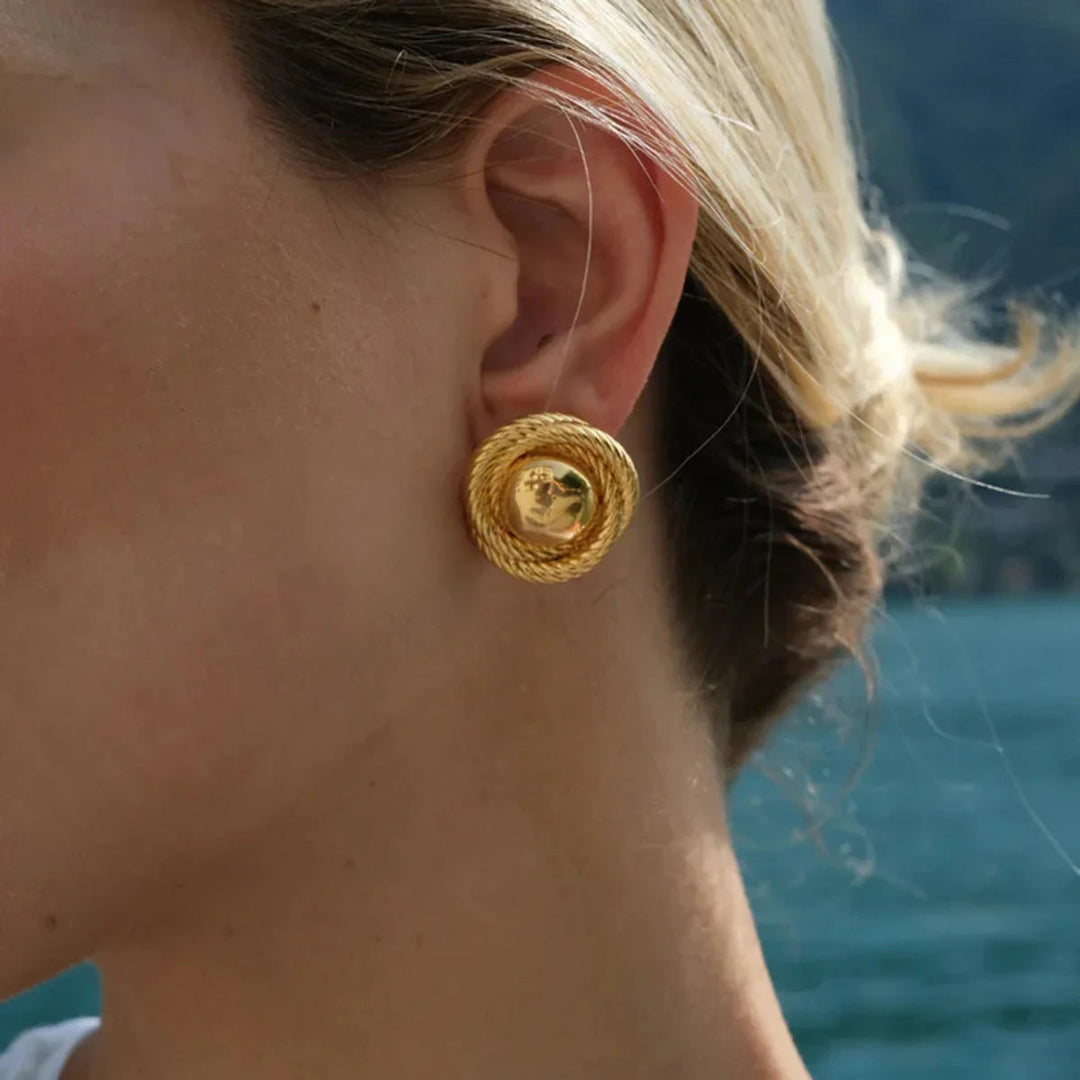 Gold-Plated Woven Earrings with A Playful Touch of Elegance