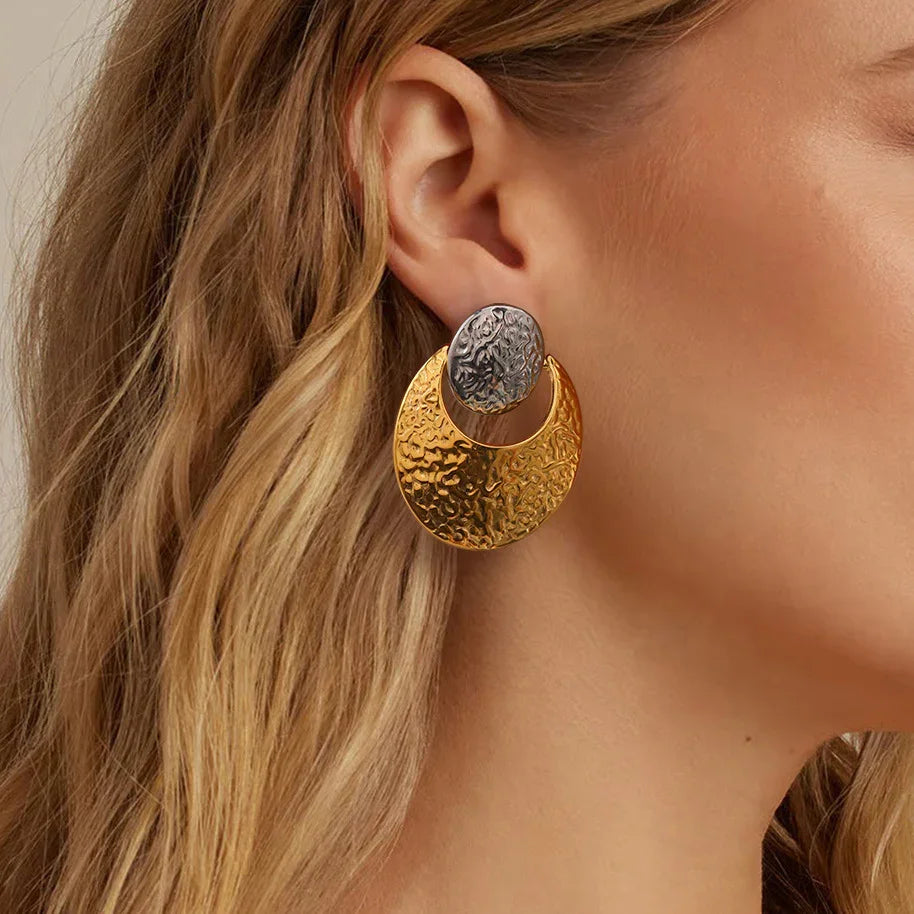 Gold-Plated Silver-Tone Crescent Drop Earrings