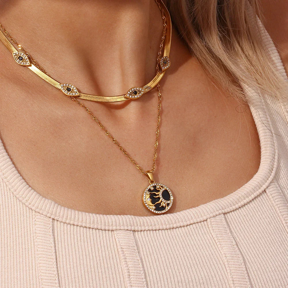 Gold-Plated Evil Eye Necklace For Women
