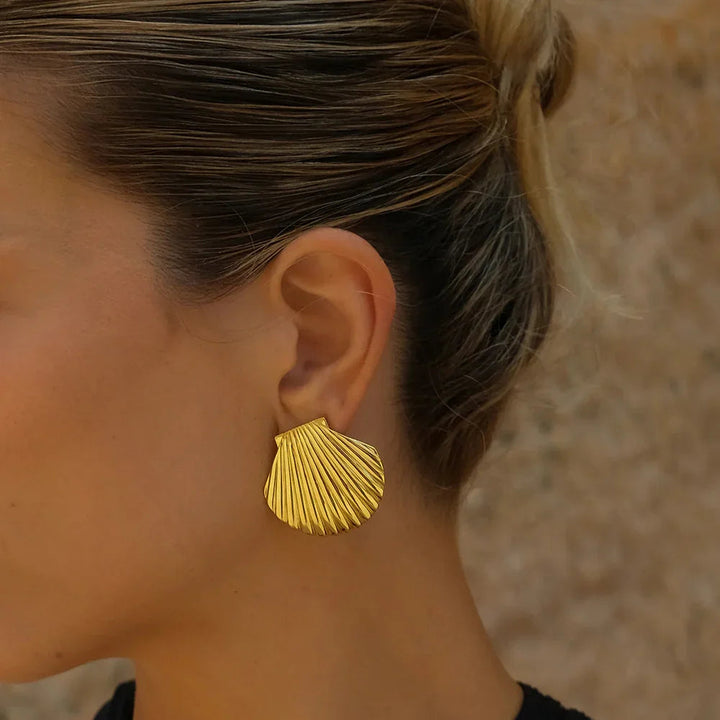 Gold-Plated Seashell Earrings