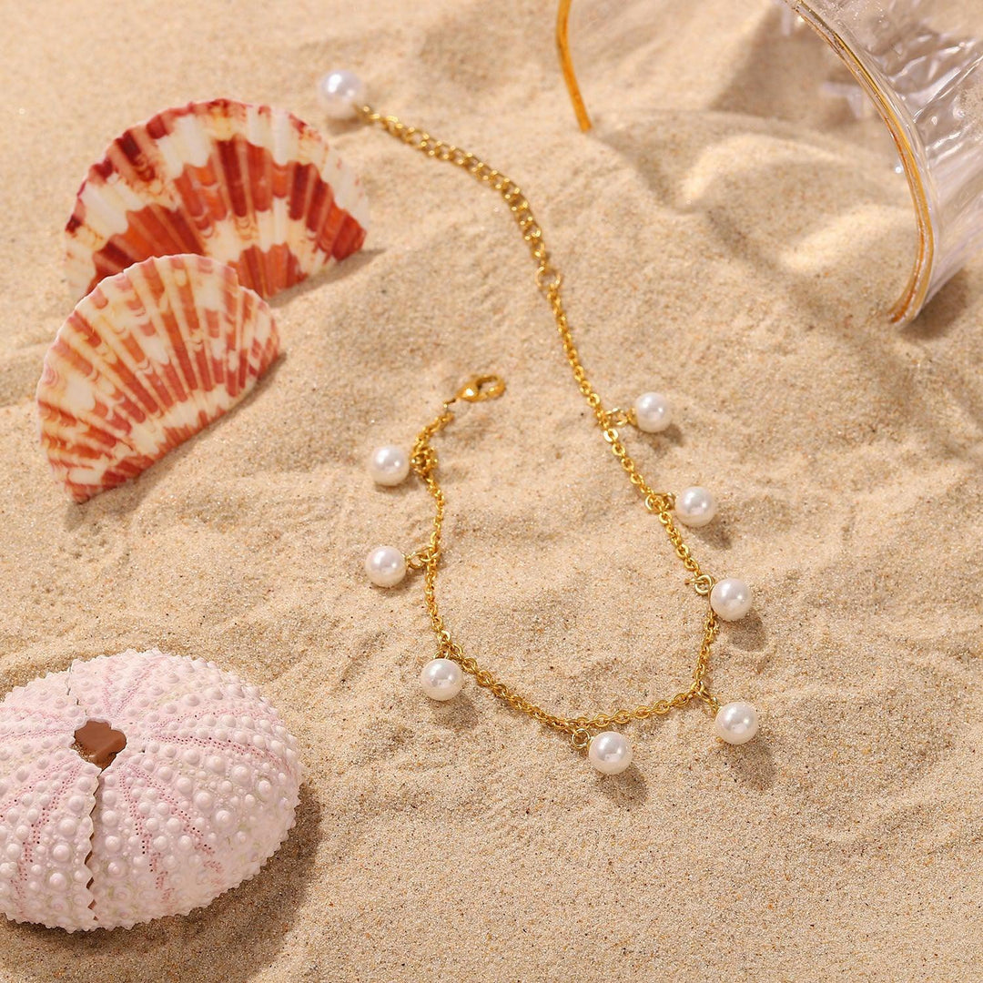 Gold-Plated Astrid Pearl Anklet