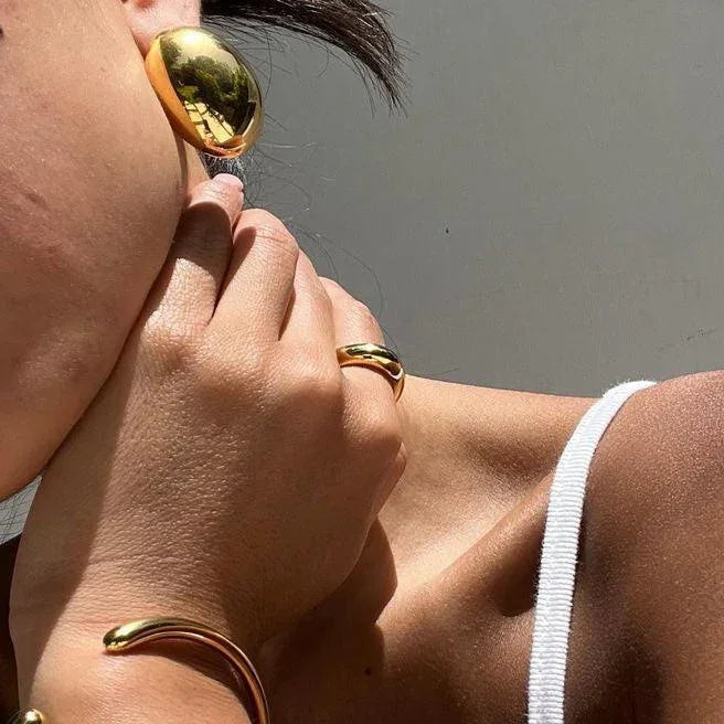 Gold-Plated Chunky Stud Earrings for Women