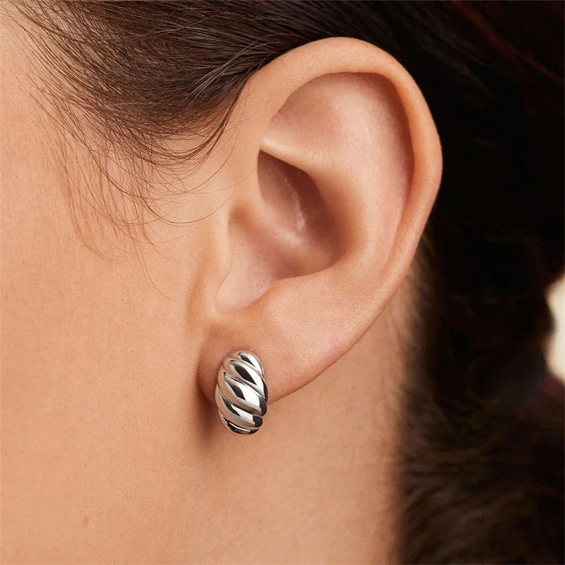 Gold-Plated Croissant Huggie Earrings for Women