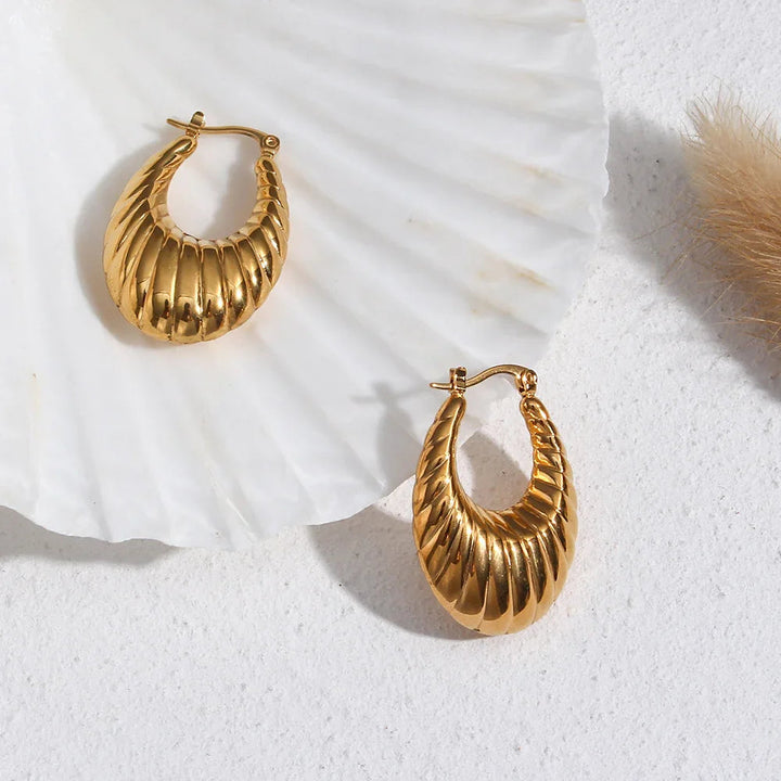 Gold-Plated Croissant Hoop Earrings For Women