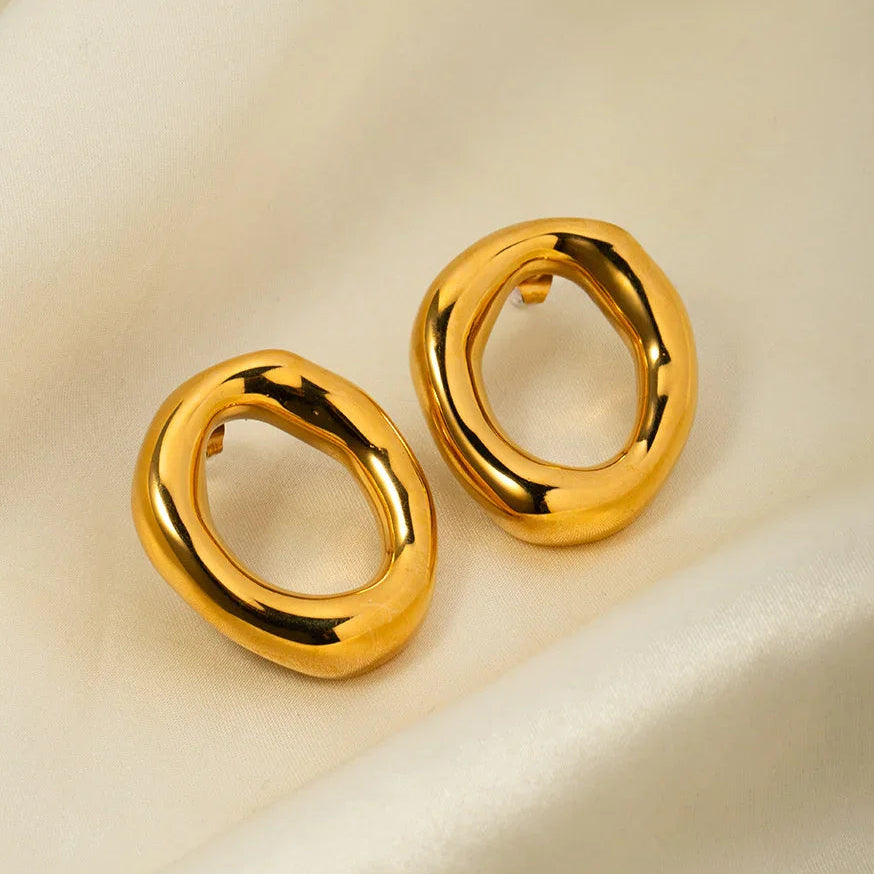 Gold-Plated Raquel Open Oval Earrings