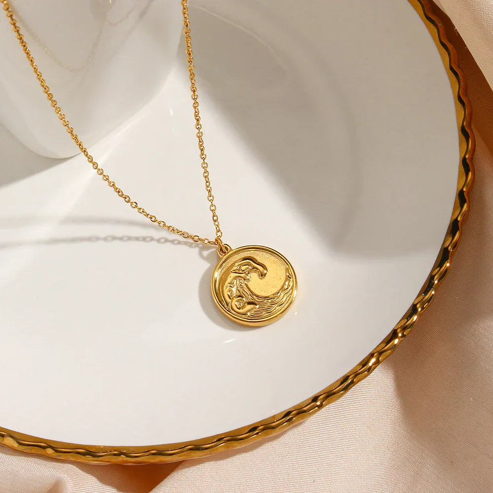Gold-Plated Ocean Pendant Necklace For Women