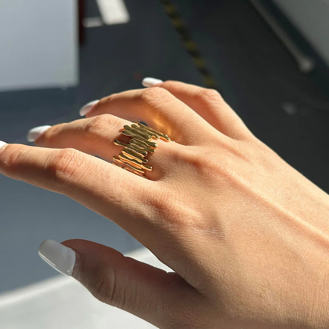 Gold Plated Abstract Statement Ring for Women
