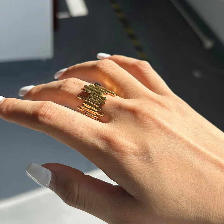 Gold Plated Abstract Statement Ring for Women