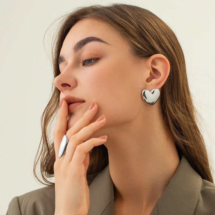 Gold-Plated Heart Earrings Hypoallergenic and Water-Resistant