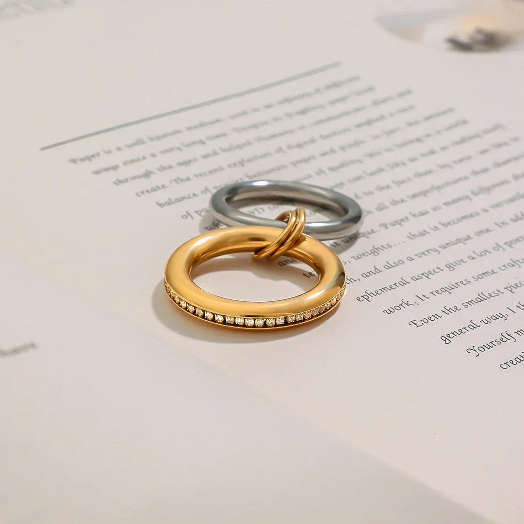 Gold-Plated Cubic Zirconia Stackable Ring Set for Women