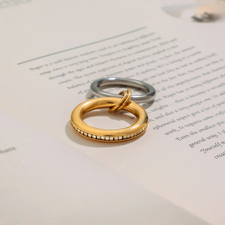 Gold-Plated Cubic Zirconia Stackable Ring Set for Women