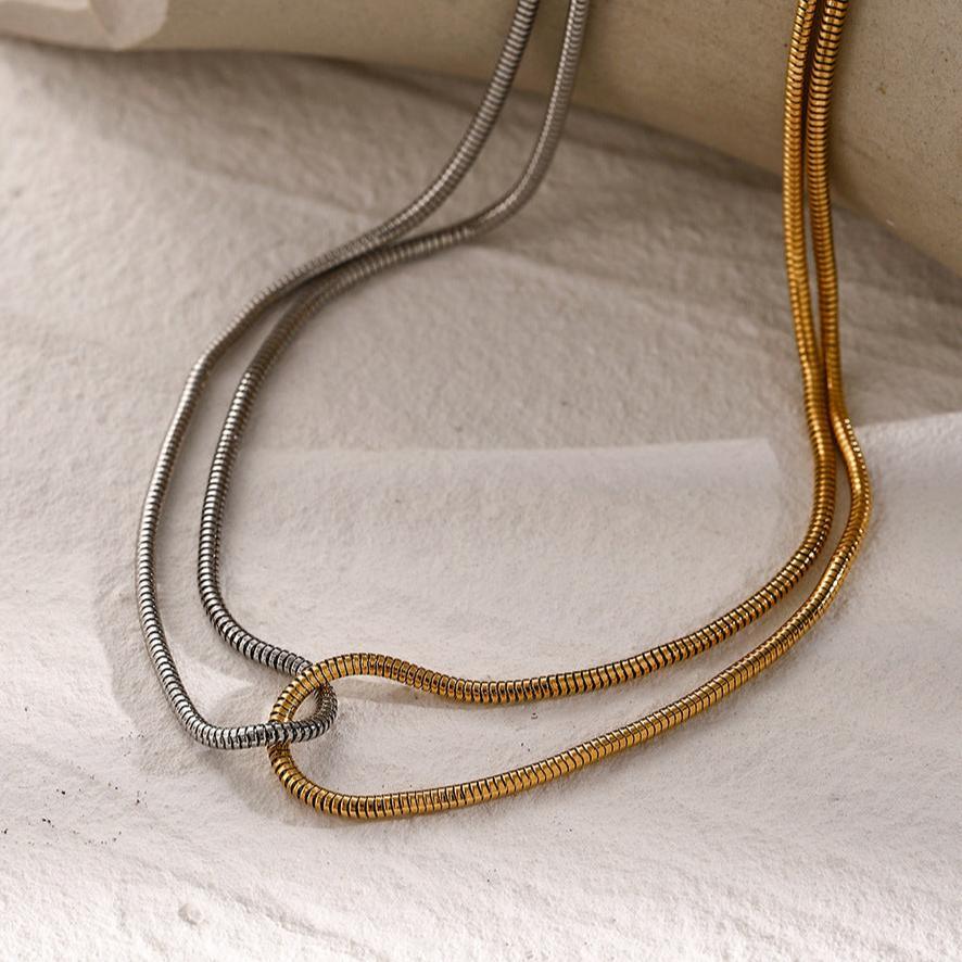 Gold-Plated-Silver-Plated Two-Tone Necklace