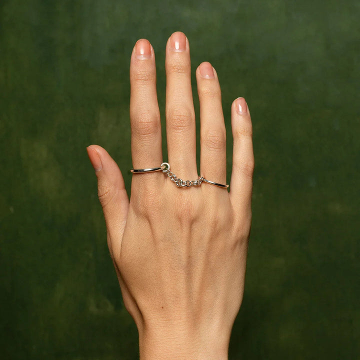 Silver-Plated Chain Stackable Ring for Women