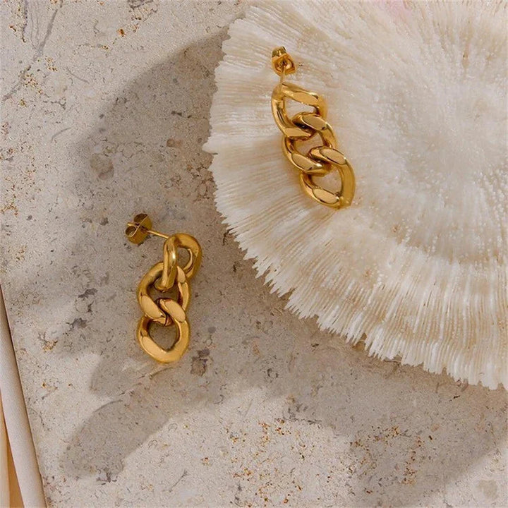 Gold-Plated Chain Drop Earrings for Women