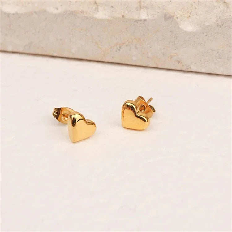 Gold-Plated Heart Stud Earrings for Women