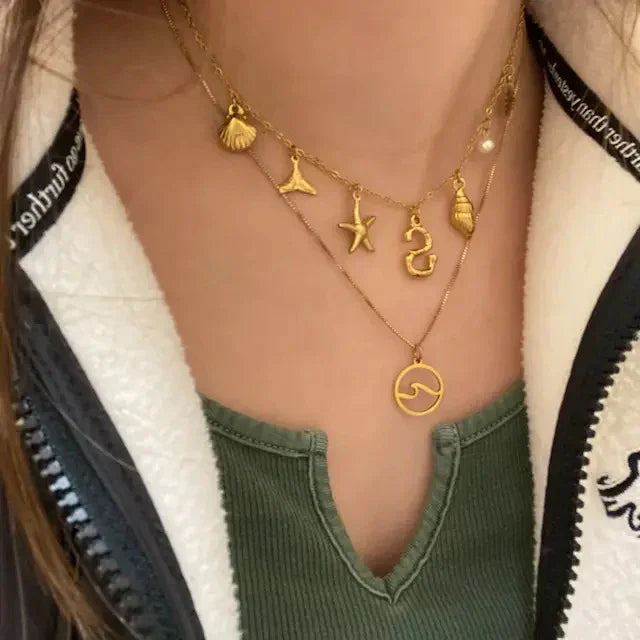 Gold Plated Faux Pearl Initial Charm Necklace for Women