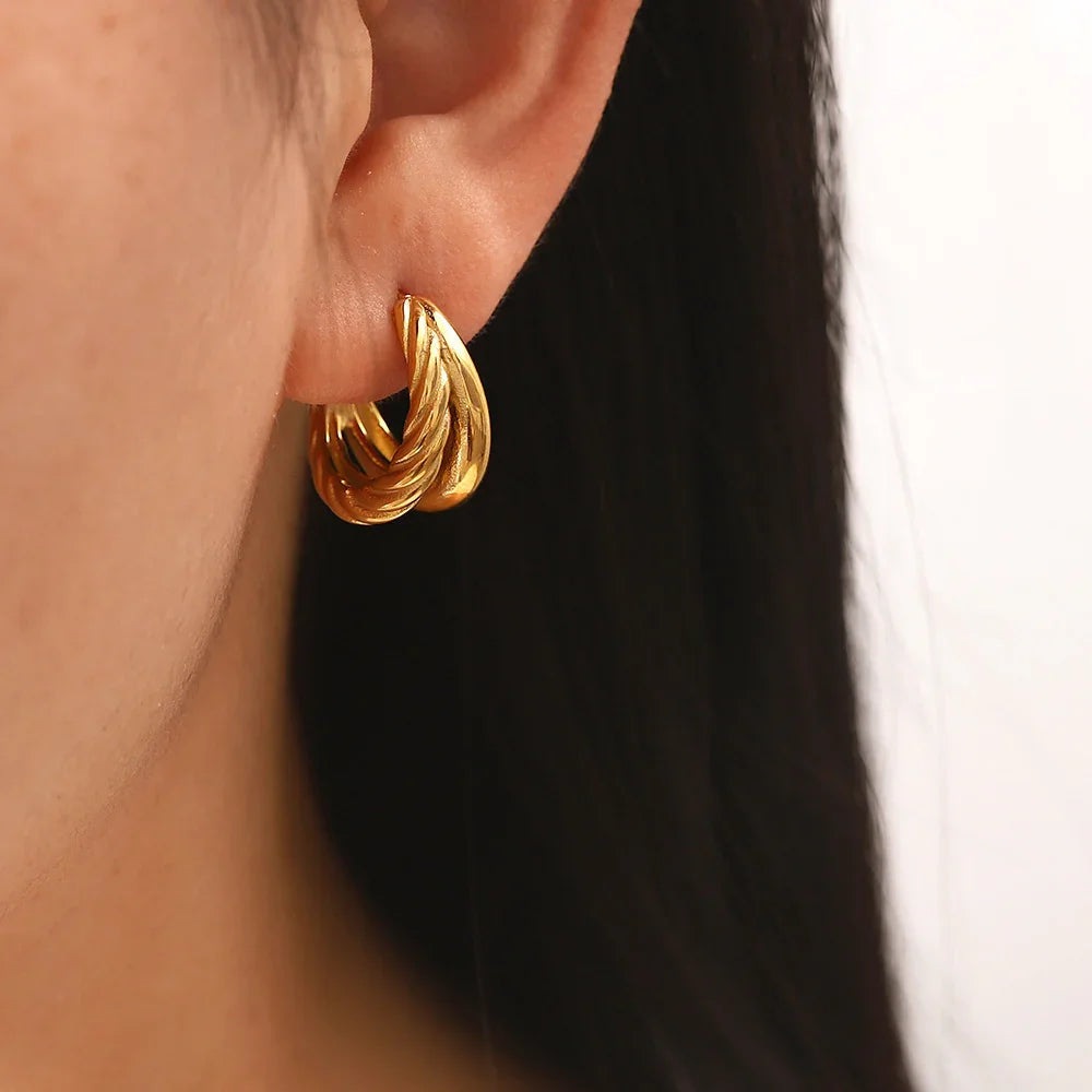 Gold-Plated Layered Hoop Earrings for Women