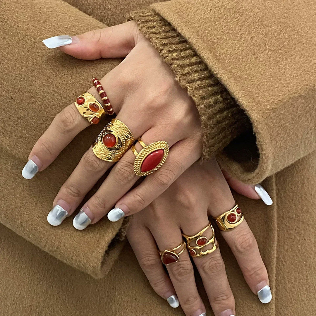 Gold-Plated Crystal Statement Ring for Women