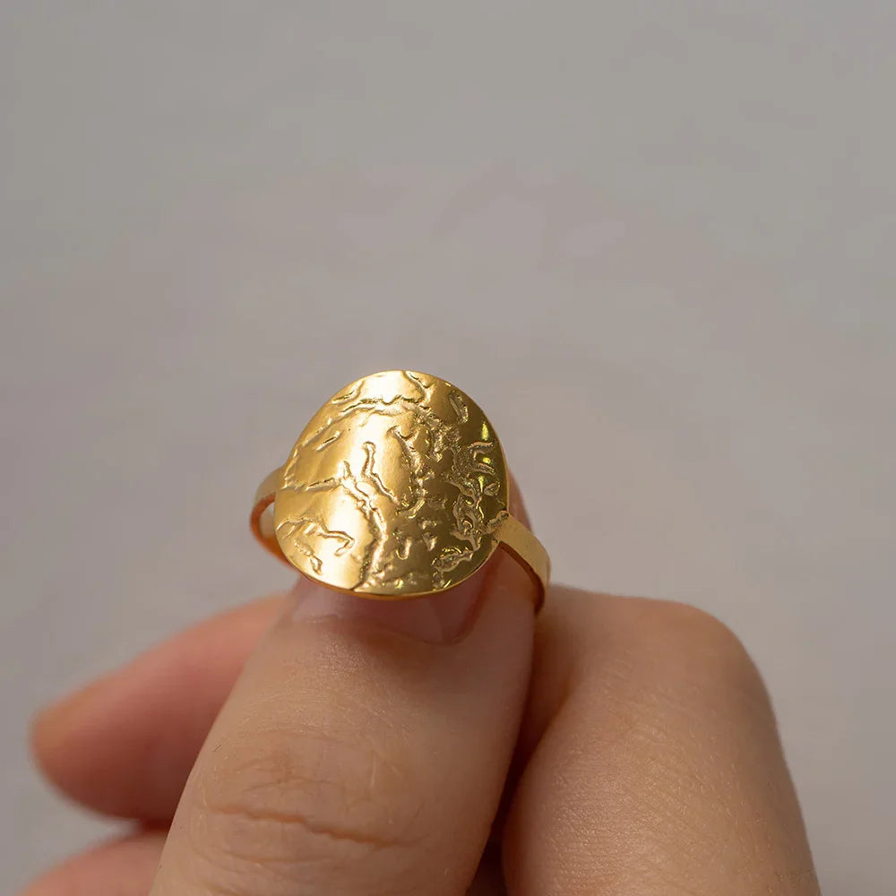 Gold-Plated Adjustable Ring with Stainless Steel