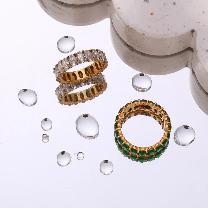 Gold-Plated CZ Eternity Band Ring for Women