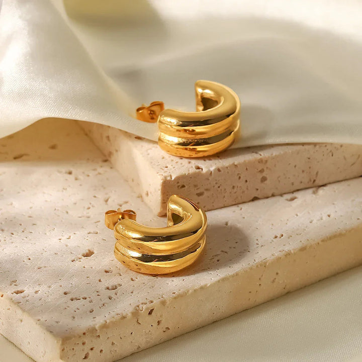 Gold-Plated Chunky Hoop Earrings