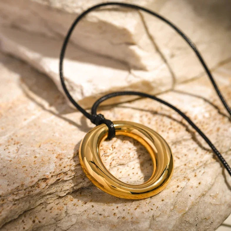 Gold-Plated Ring Pendant Necklace for Women
