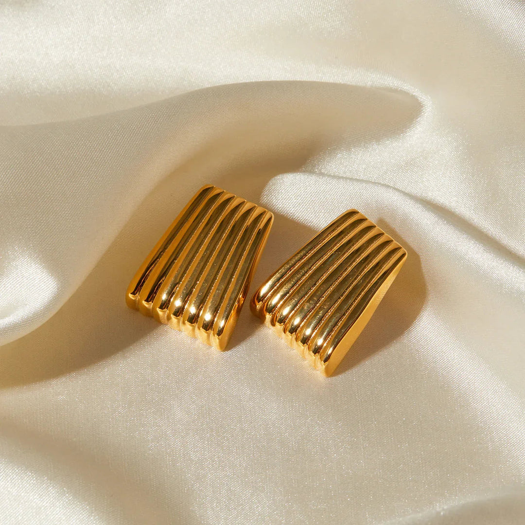 Gold-Plated Textured Bar Stud Earrings for Women