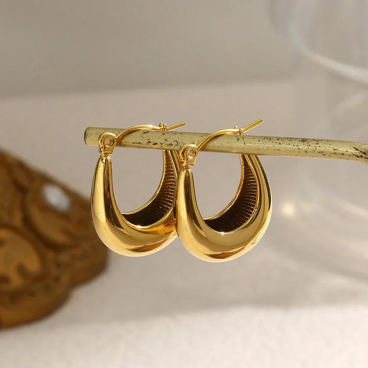 Gold-Plated Smooth Hoop Earrings for Women
