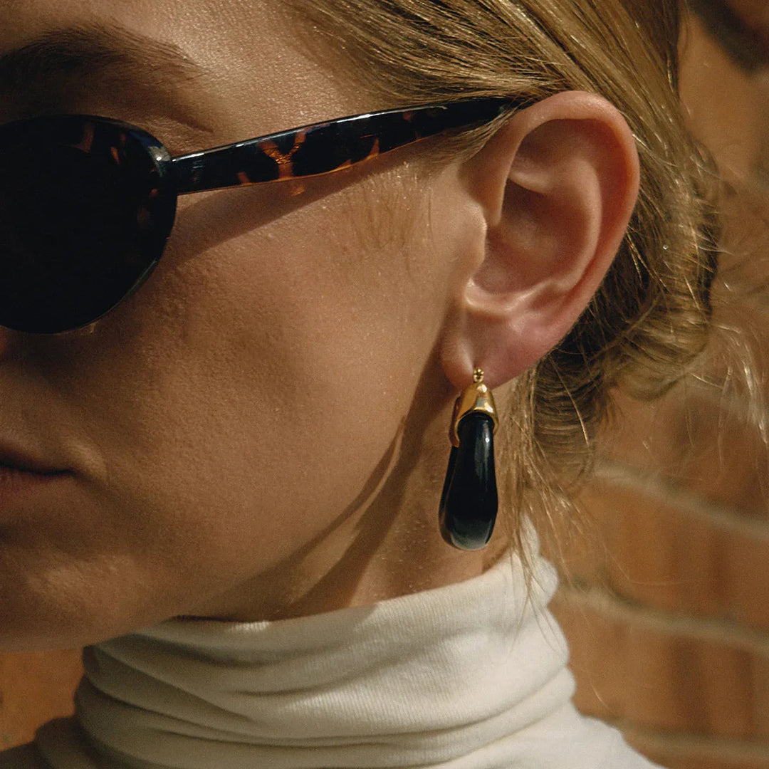 Gold-Plated Chunky Enamel Hoop Earrings